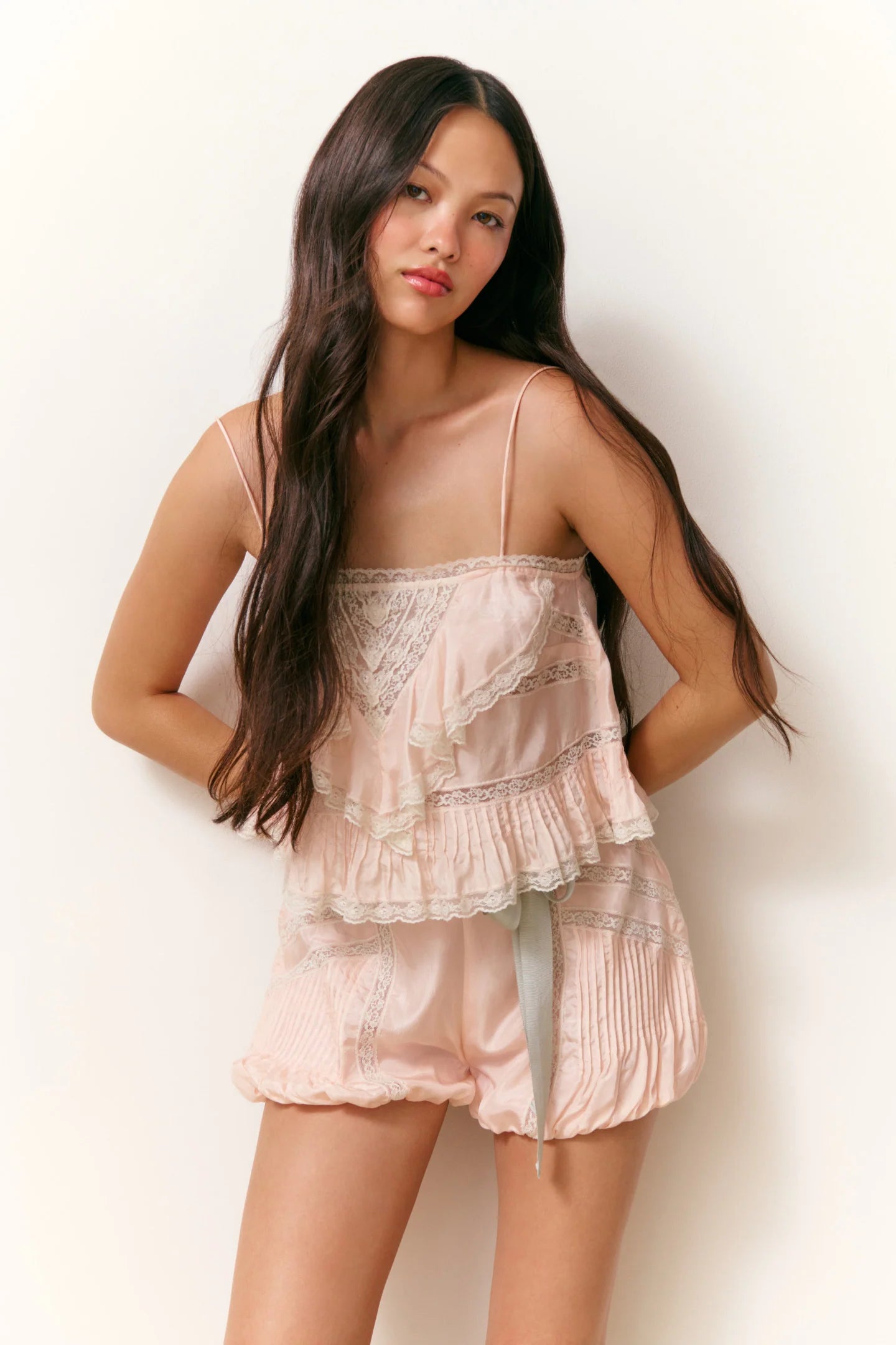 Ondeline Lace Ruffle Cami - FRENCH ROSE – Couturebud
