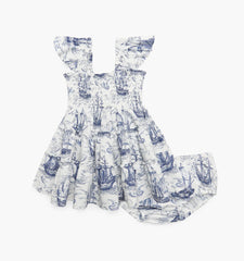 Couturebud The Baby Ellie Nap Dress - Navy Mariner's Toile