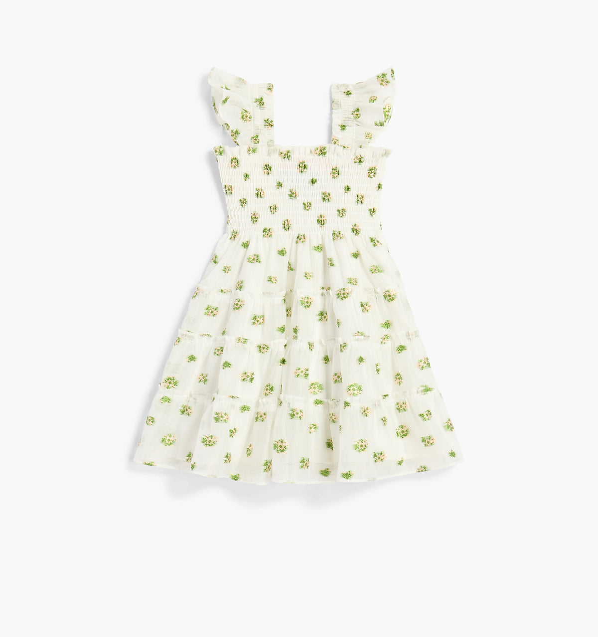 Couturebud The Organza Baby Ellie Nap Dress - Olive/Coral Floral Jacquard