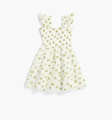 Couturebud The Organza Baby Ellie Nap Dress - Olive/Coral Floral Jacquard
