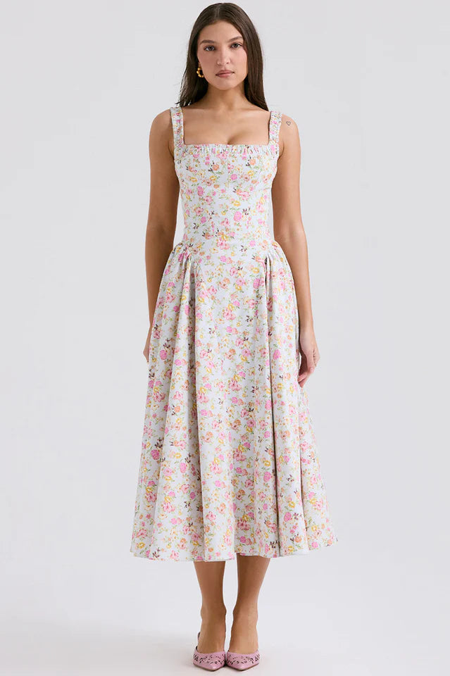 Dorothy White Rosebud Print Sundress