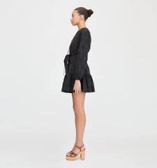 CouturebudThe Yara Mini Dress - Black Embroidered Bouquet