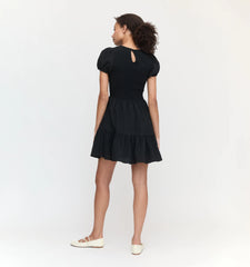 Couturebud The Gia Mini Nap Dress - Black Tonal Seersucker