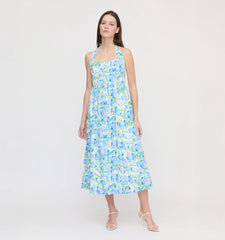 CouturebudThe Hill House x La Coqueta Fleur Midi Dress - Blue Watercolor Hydrangea