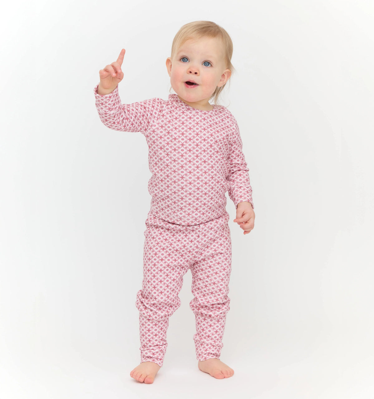 Couturebud The Baby PJ Set - Rose Circular Lattice