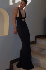 Plunging Neck Cut Out Maxi Dress