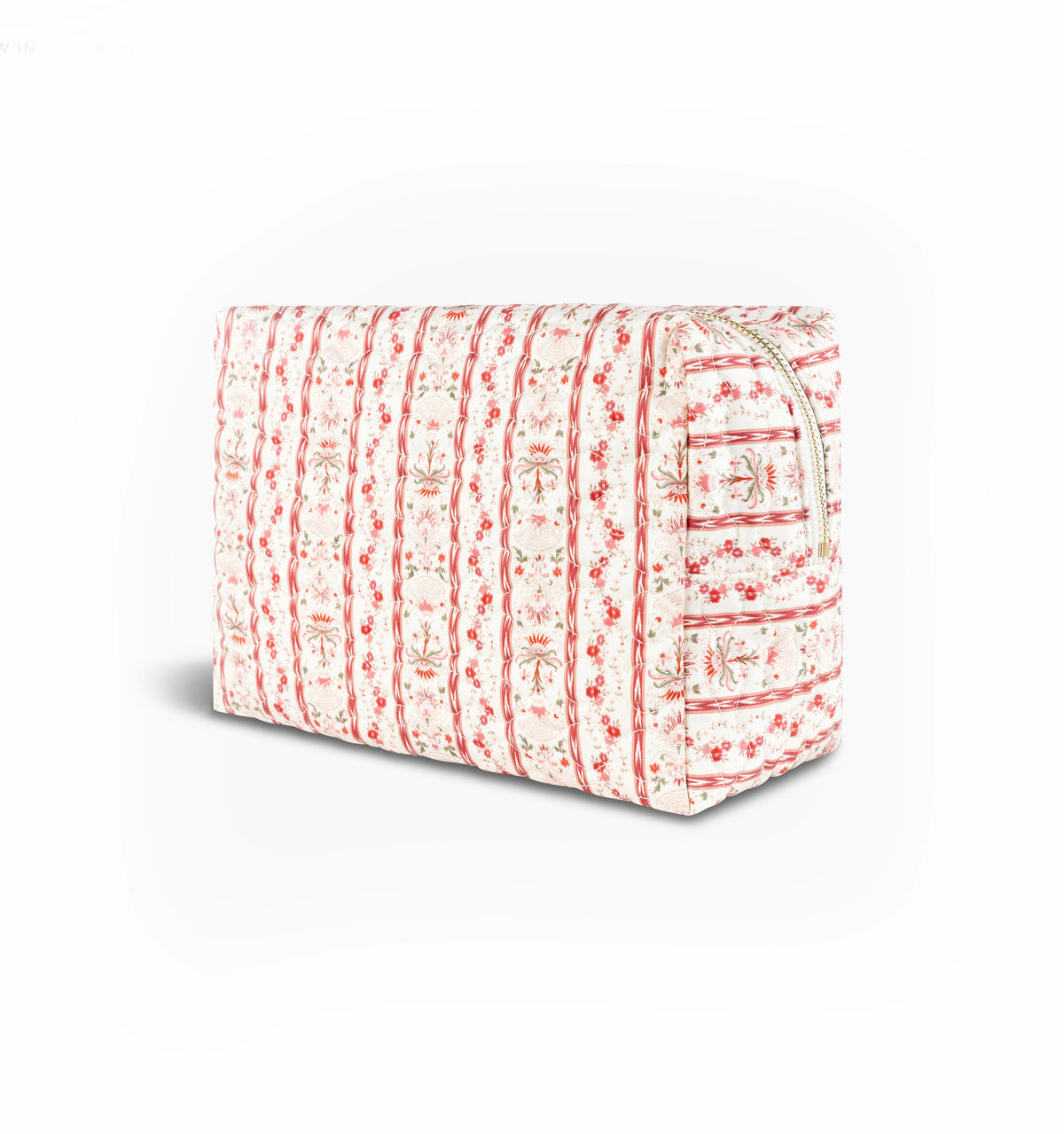 Couturebud The Quilted Cosmetic Bag - Pink Emma Stripe
