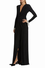 Crystal Detail Draped Maxi Dress