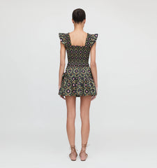 Couturebud The Cropped Paz Top - Black Cisco Trellis