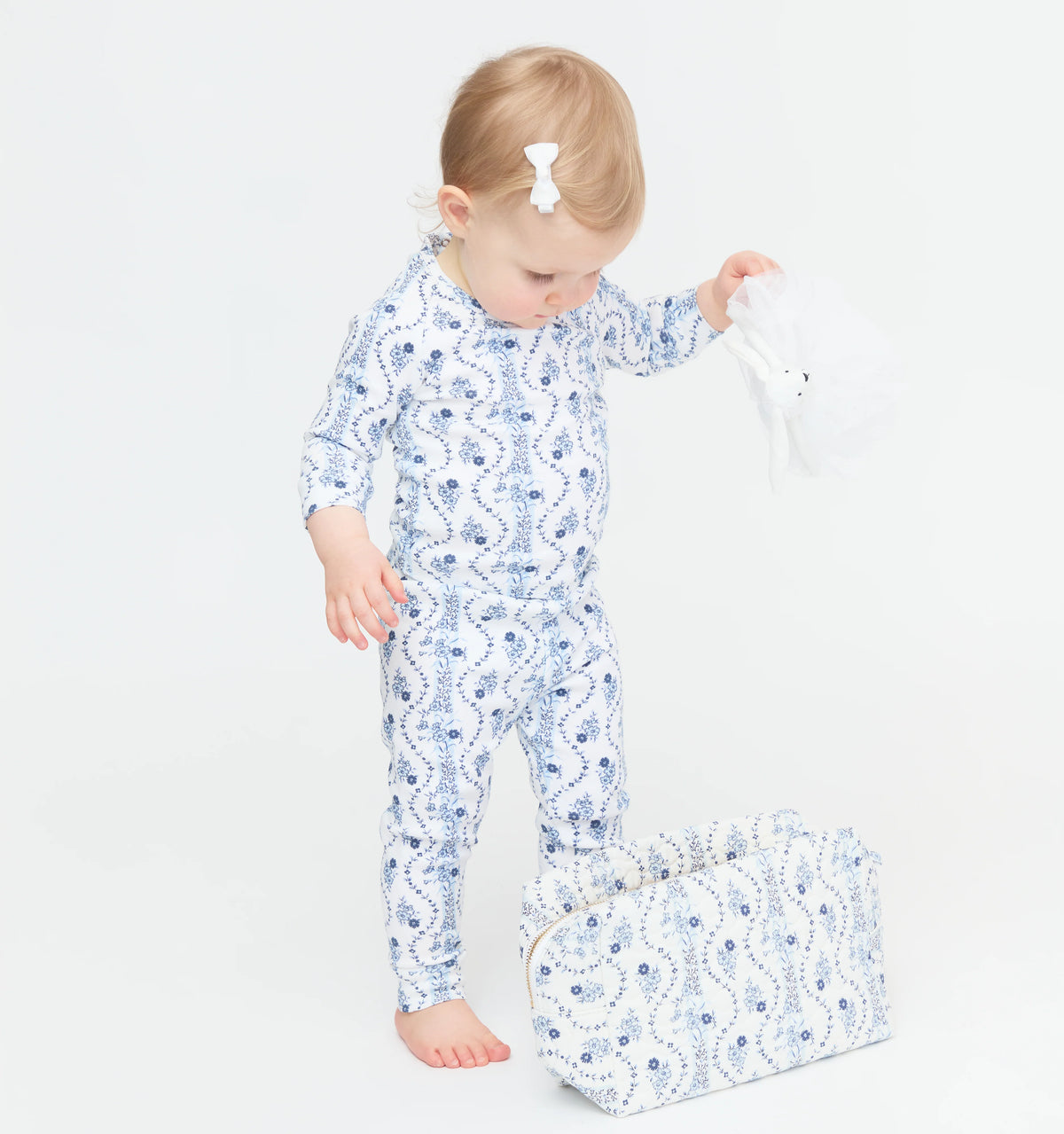 Couturebud The Baby PJ Set - Blue Vine Stripe