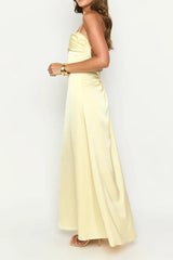 Blaise Yellow Satin Maxi Dress
