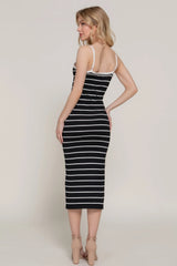 Straight Neck Stripe Spring Sweater Dress