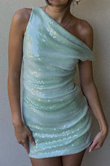 Sheila Asymmetrical Sequin Mini Dress
