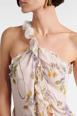 One Shoulder Silk Creponne Dress