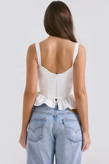 Gigou White Ruffled Cotton Bra