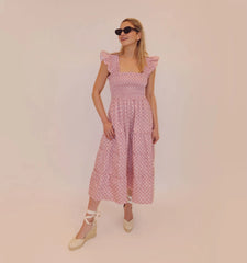 Couturebud The Ellie Nap Dress - Rose Circular Lattice