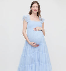 Couturebud The Maternity Tulle Ellie Nap Dress - Powder Blue