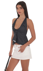 Pinstripe Scrunch Halter Top in Black