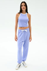 Kiki Rib Crop Tank - Purple Haze/White