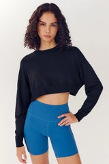 Noah Fleece Crop Sweatshirt - Black