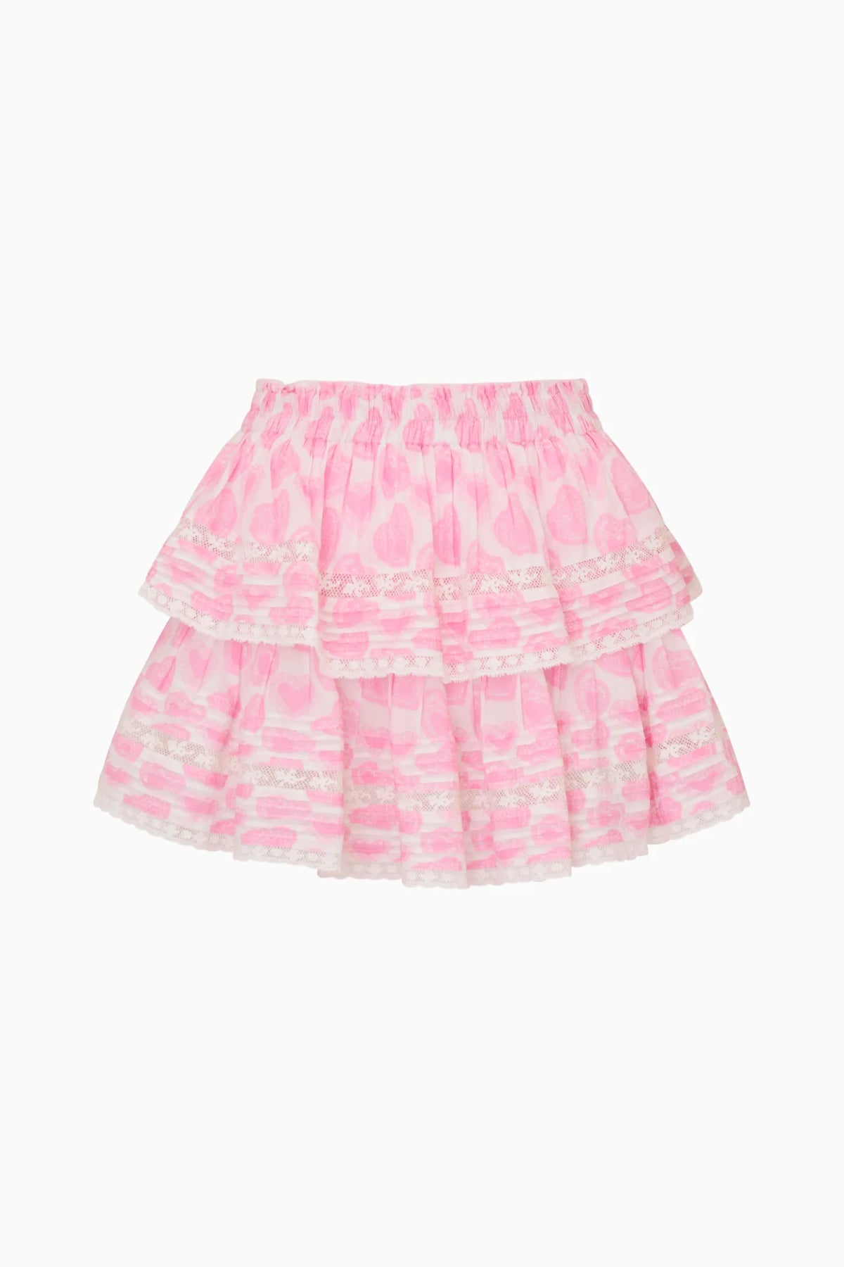 Heart Print Ruffle Mini Skirt
