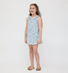 Couturebud The Tiny Noelle Dress - Blue Basketweave Vine