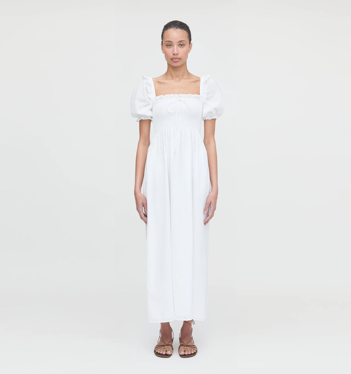 Couturebud The Scarlett Nap Dress - White Shadow Stripe