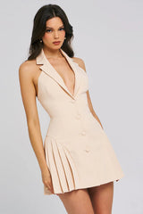 Reyna Backless Pleated Mini Dress