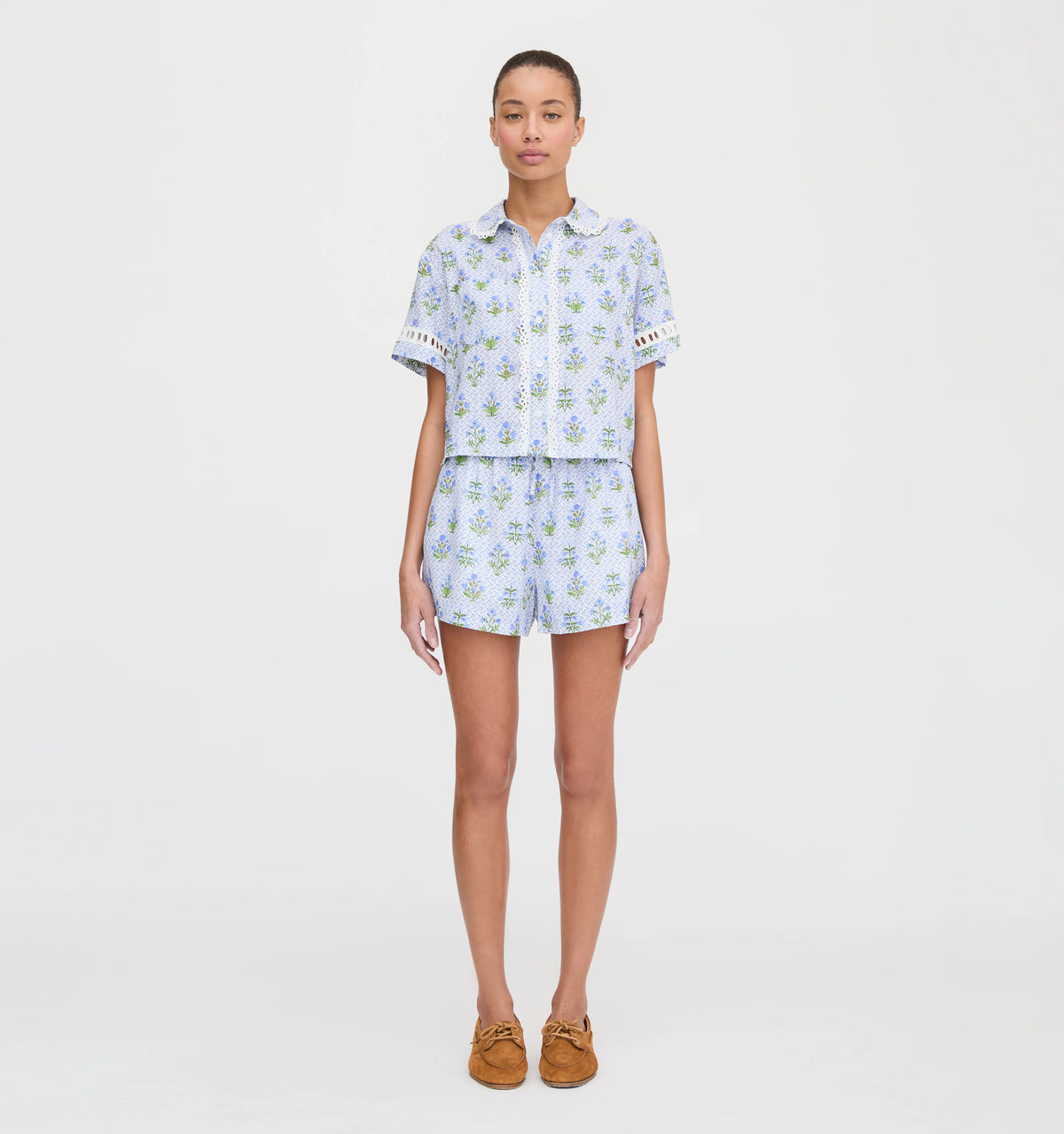 CouturebudThe Audrey Shorts - Blue Block Print