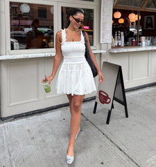 CouturebudThe Azalea Mini Nap Dress - White Trellis Broderie