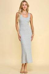 Double Layered Ribbed Double Scoop Tank Maxi Dress