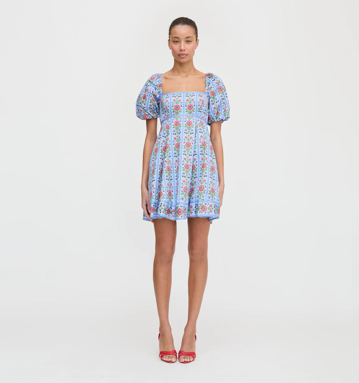 CouturebudThe Matilda Mini Dress - Blue Floral Block Stripe