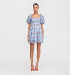 CouturebudThe Matilda Mini Dress - Blue Floral Block Stripe