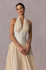 Vivien Halterneck Tulle Overlay Maxi Dress