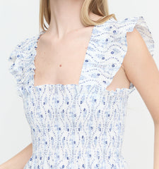 Couturebud The Ellie Nap Dress - Blue Vine Stripe