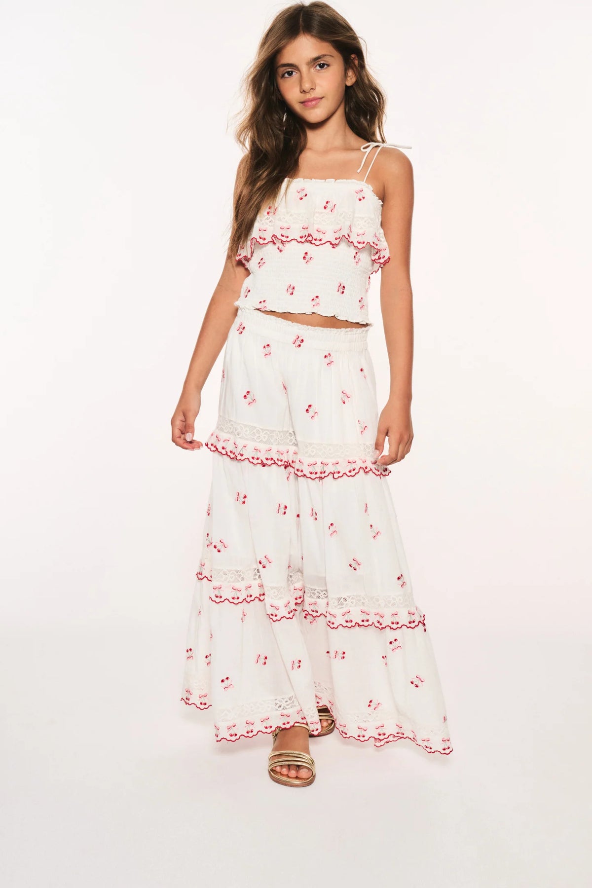 Girls Zinna Cotton Cherry Maxi Skirt