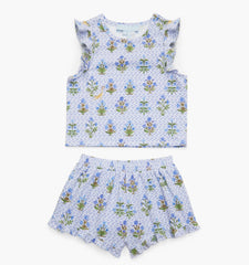 Couturebud The Baby Lala Short Set - Blue Block Print