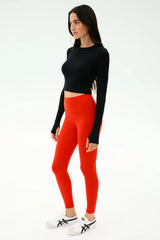 Louise Rib Long Sleeve Crop - Black