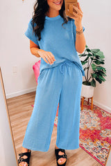 Knit Short Sleeve T Shirt + Pants Set