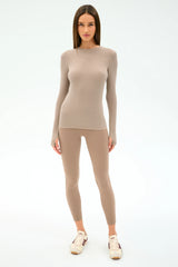 Louise Rib Long Sleeve - Latte