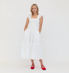 Couturebud The Ellie Nap Dress - White Tonal Seersucker