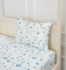 Couturebud The Sisi Silk Pillowcase - Blue Botanical