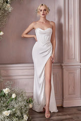 Cinderella Divine 7483 Corset Cowl Satin Gown