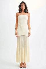 Caspian Slinky And Mesh Maxi Dress