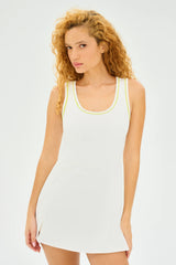 Martina Rigor Dress w/Piping - White/Chartreuse