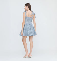 CouturebudThe Ribbon Charlotte Nap Dress - Navy Circular Lattice