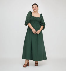 Couturebud The Scarlett Long Sleeve Nap Dress - Green Shadow Stripe