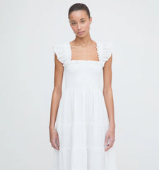 Couturebud The Ellie Maxi Nap Dress - White Tonal Seersucker
