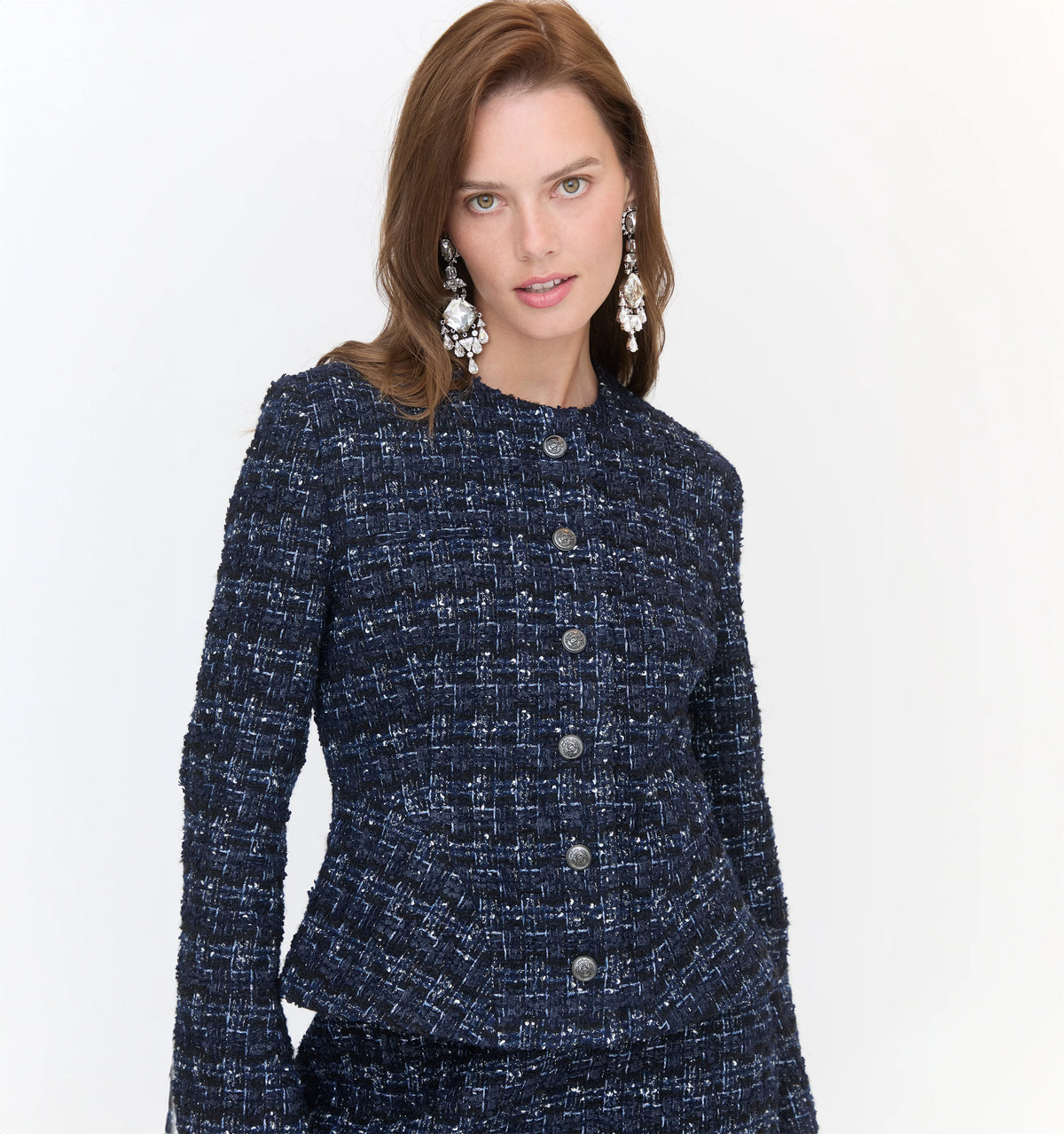 Couturebud The Valentina Jacket - Navy Tweed