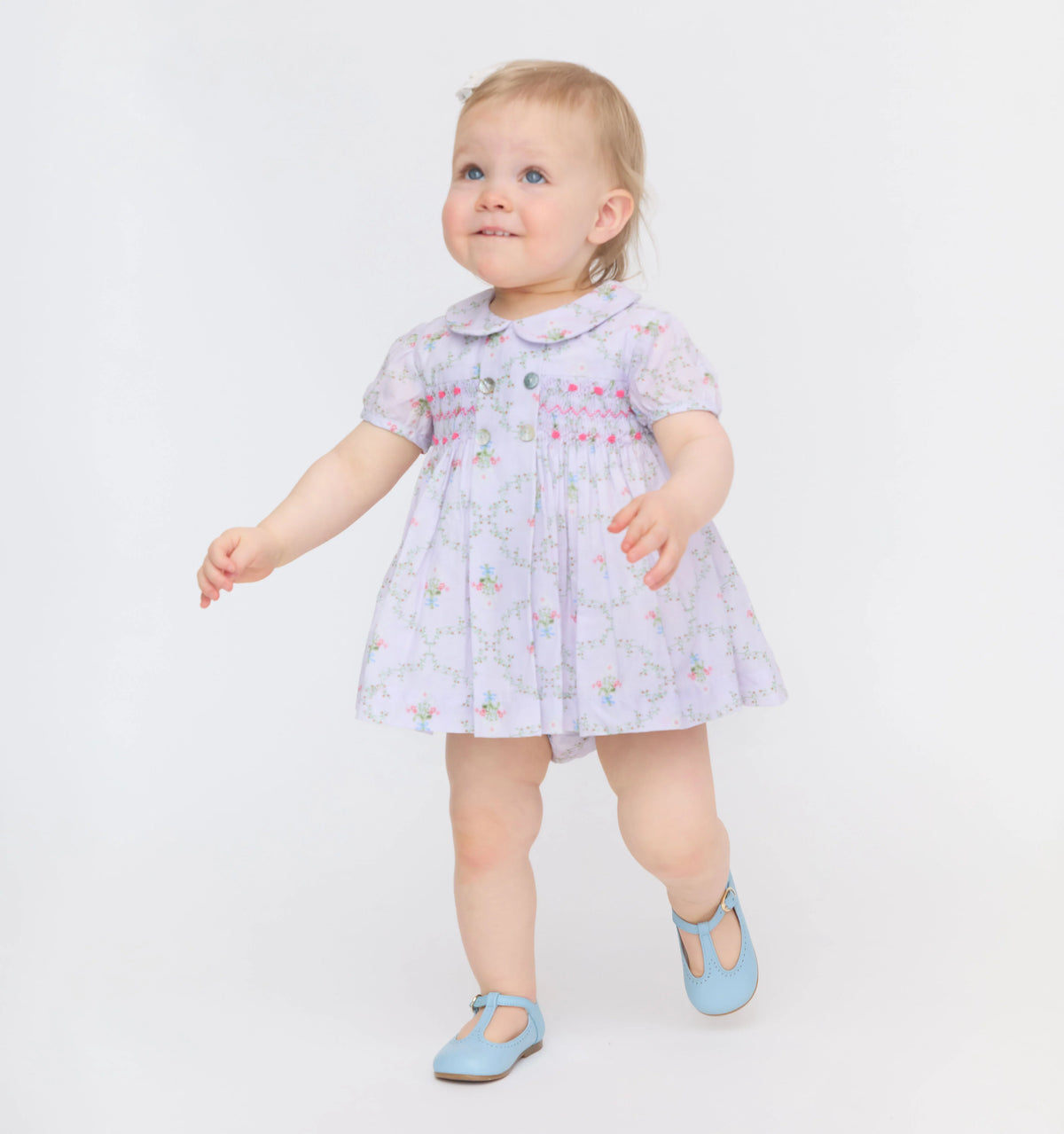 CouturebudThe Hill House x La Coqueta Arcadia Baby Girl Smocked Set - Lilac Trellis